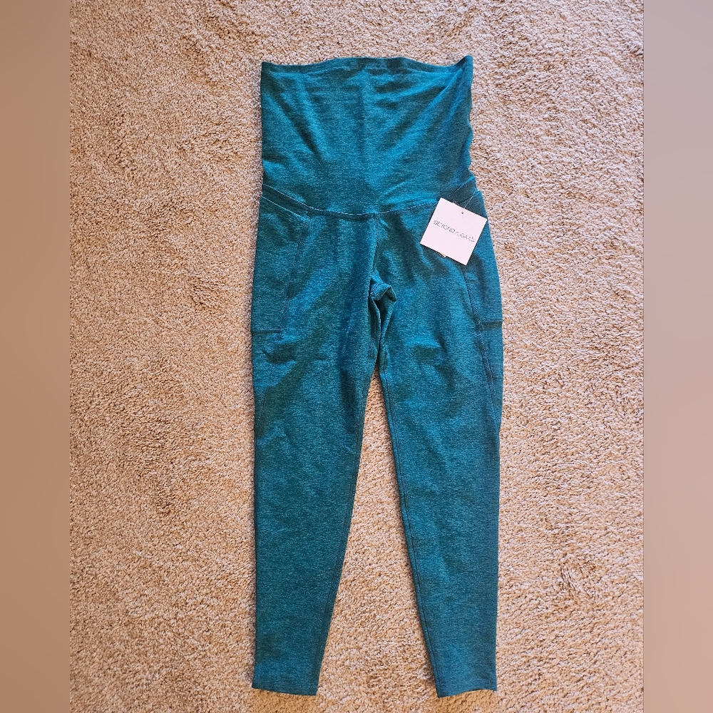 NEW Beyond The Bump Yoga Maternity Leggings Medium Teal